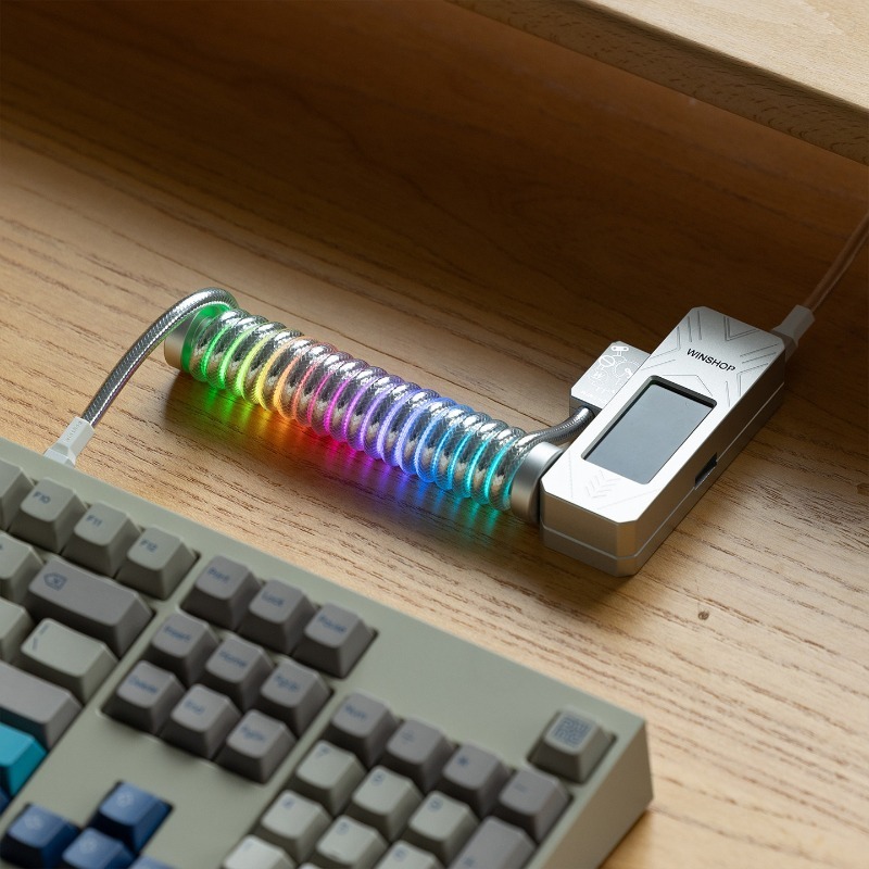 Desk Setup Keyboard - WINSHOP Aviation Plug Cable Custom Sliver