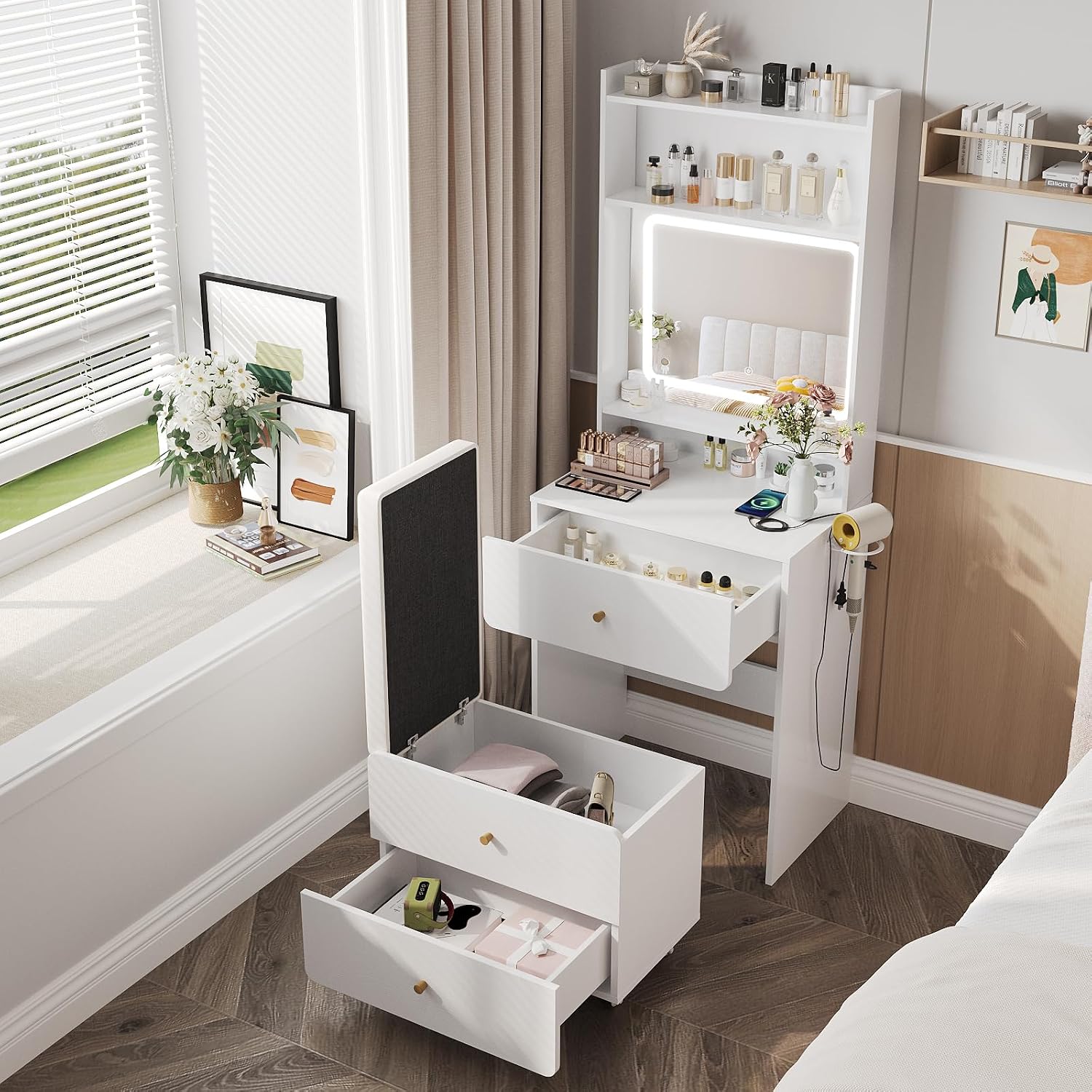 Vabches Make Up Vanity Desk wi - огляд і ціна Desk Vanity Setup