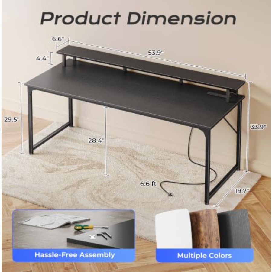 Gaming Desk with LED Lighting  - огляд і ціна Desk Setup Black And Wood