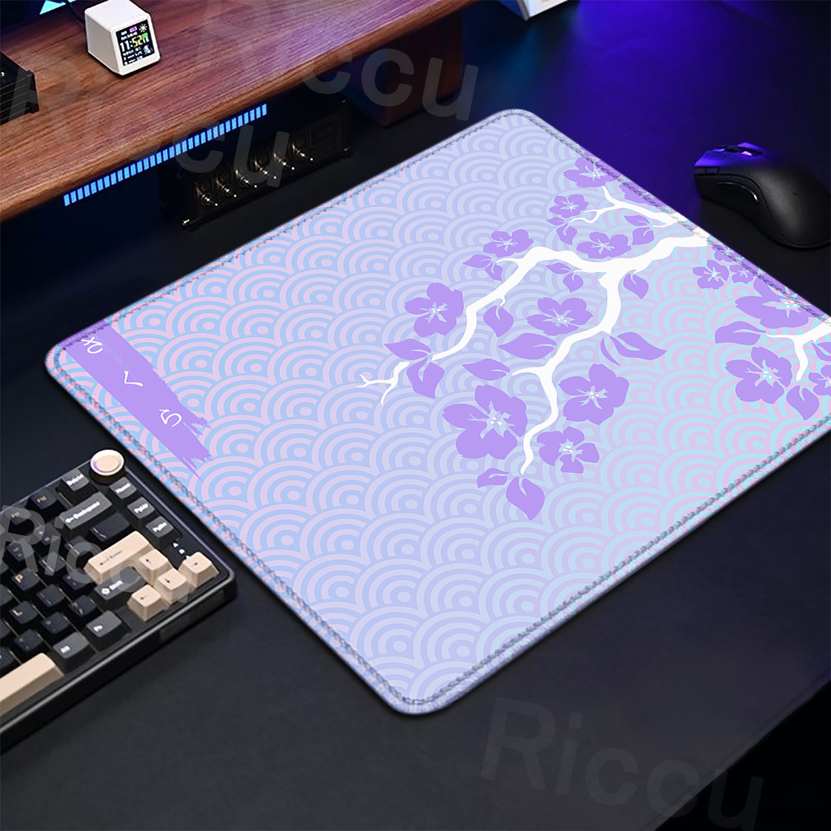 Purple Sakura Table Pad Gaming - огляд і ціна Korean Desk Setup
