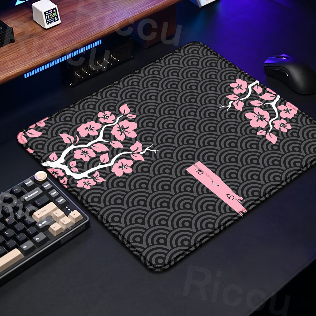 Purple Sakura Table Pad Gaming - огляд і ціна Korean Desk Setup