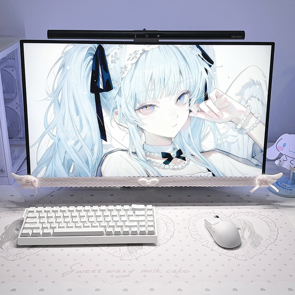 New Screen Decor White Lace Mo - огляд і ціна Korean Desk Setup