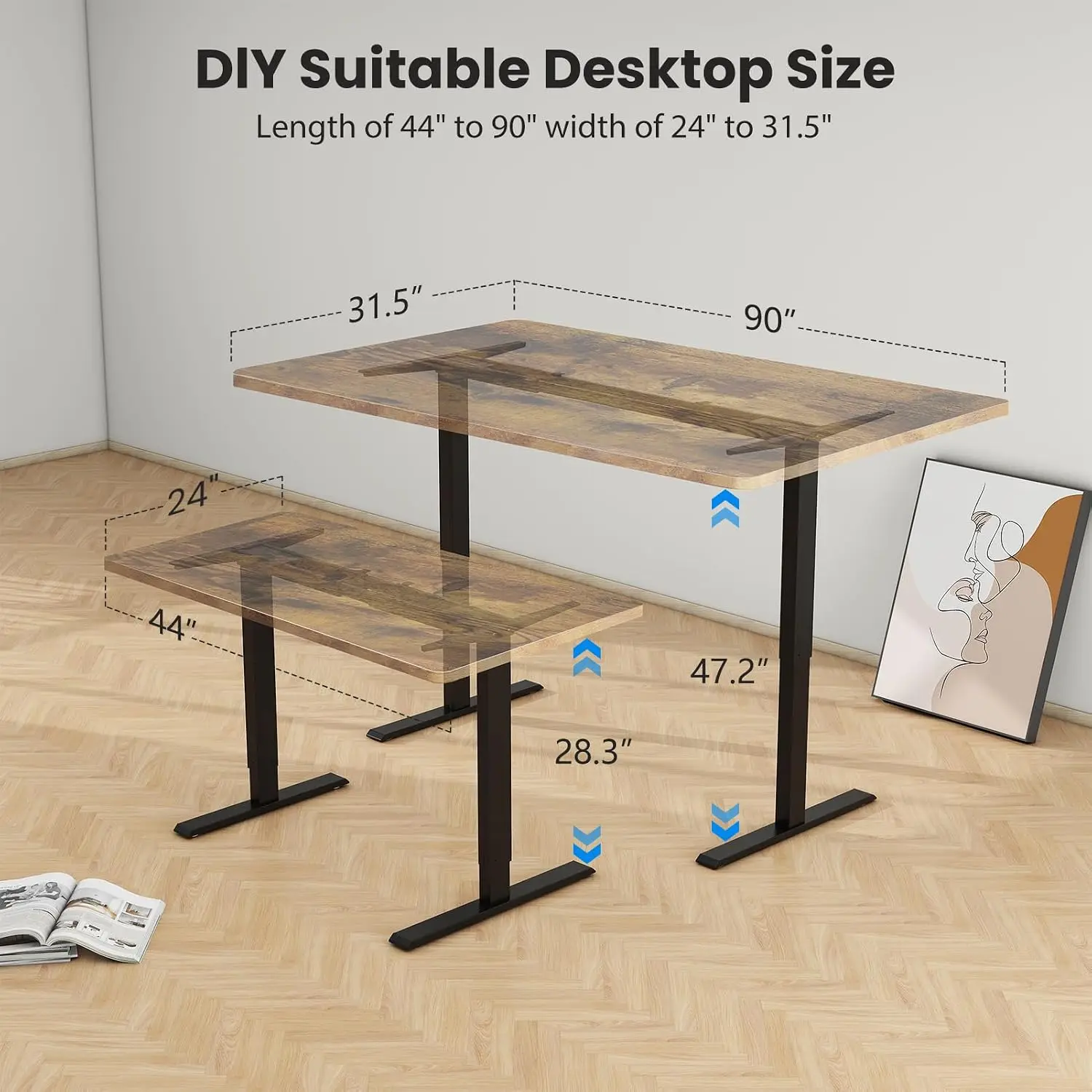 Dual Motor Standing Desk Frame - огляд і ціна Desk Setup Height