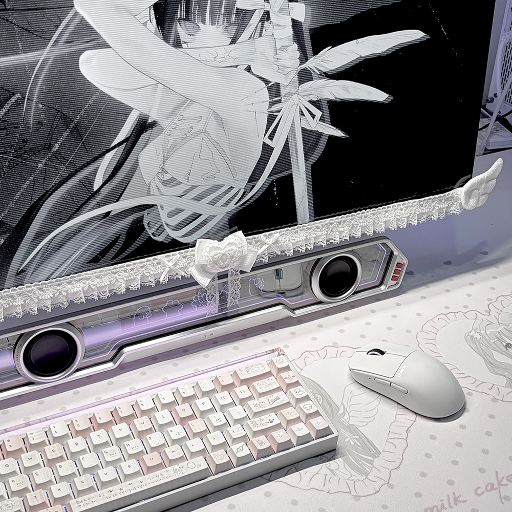 Kawaii White Lace Monitor Deco - огляд і ціна Korean Desk Setup