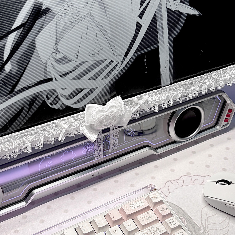 Kawaii White Lace Monitor Deco - огляд і ціна Korean Desk Setup
