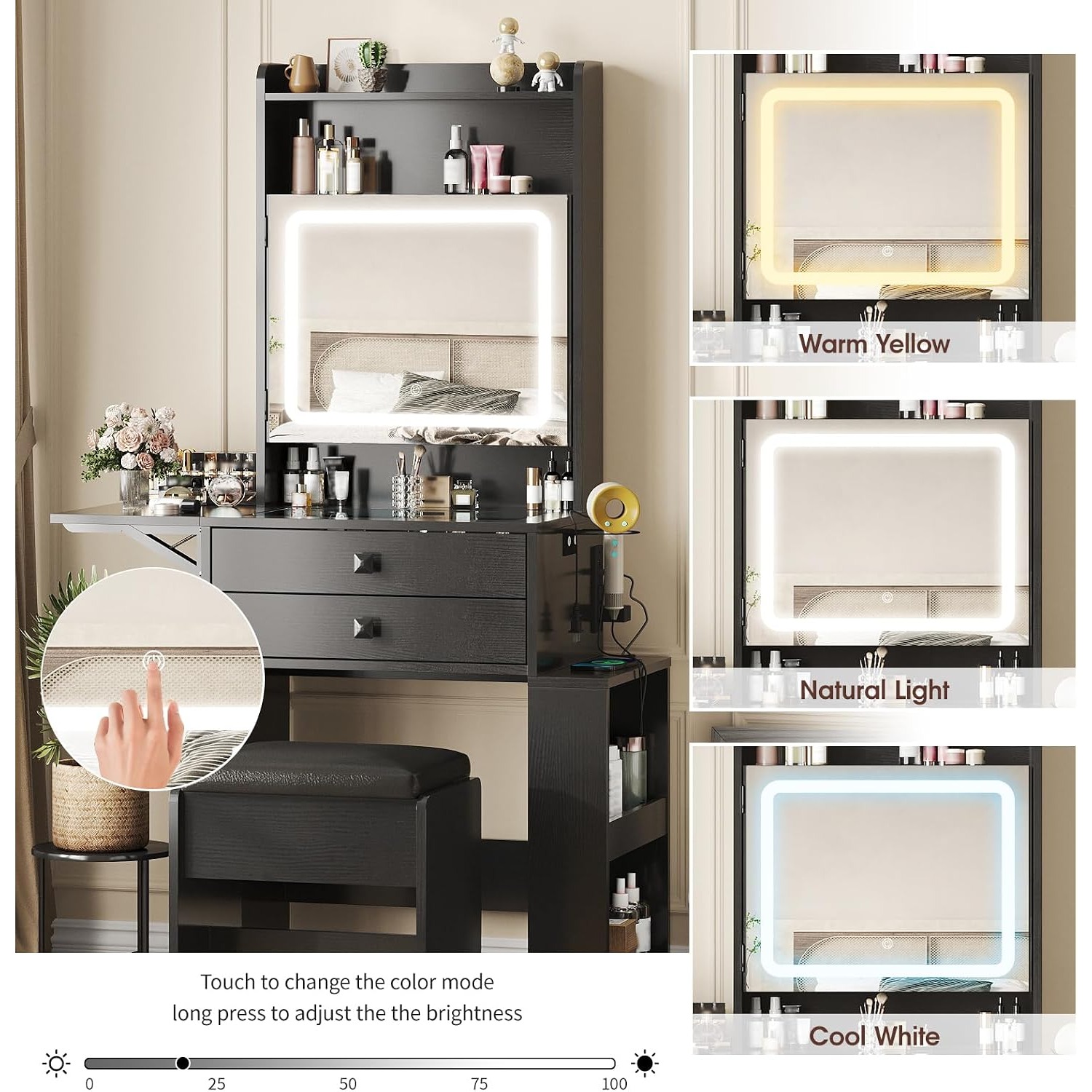 Small Makeup Vanity Desk with  - огляд і ціна Desk Vanity Setup