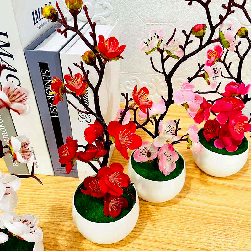 Simulation Plum Flower Pot Pla - огляд і ціна Desk Setup Plant