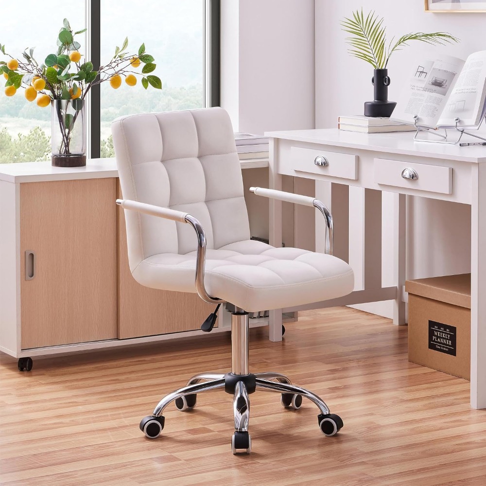 Vanity Desk Chair - Tufted PU  - огляд і ціна Desk Setup Height