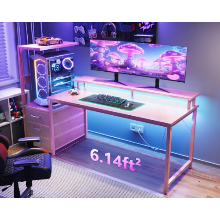Gaming Desk W/PC Showcase Stan - огляд і ціна Desk Setup Black And Wood