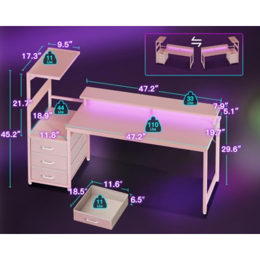 Gaming Desk W/PC Showcase Stan - огляд і ціна Desk Setup Black And Wood