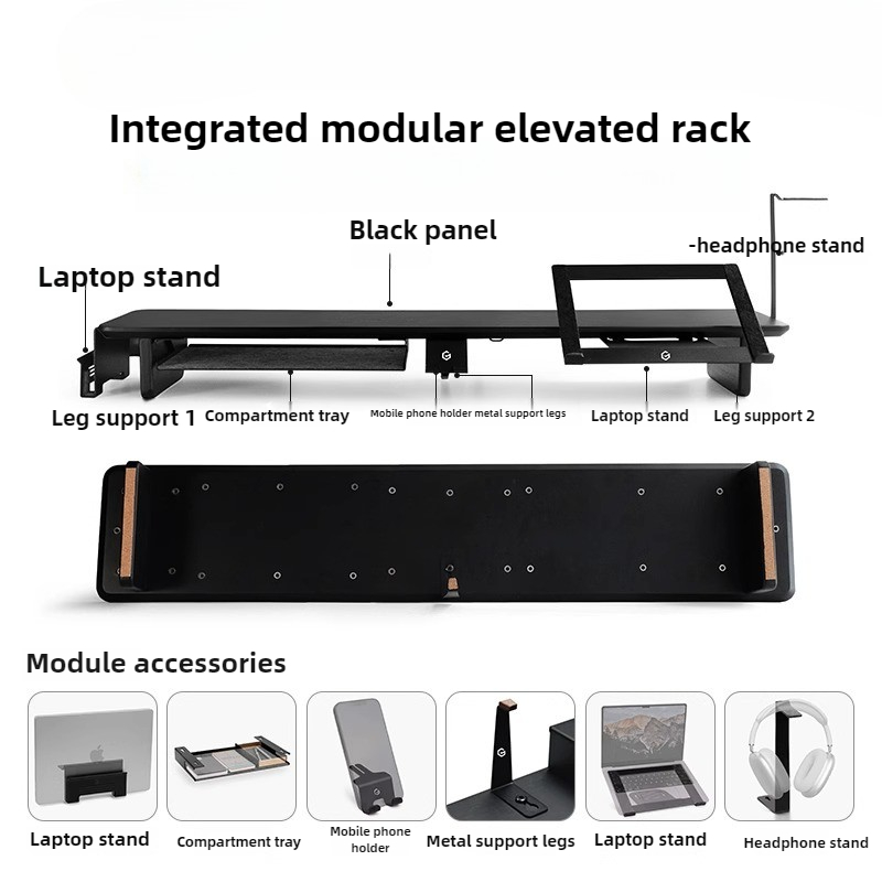 Modular Monitor Riser Stand Er - огляд і ціна Desk Setup Black And Wood