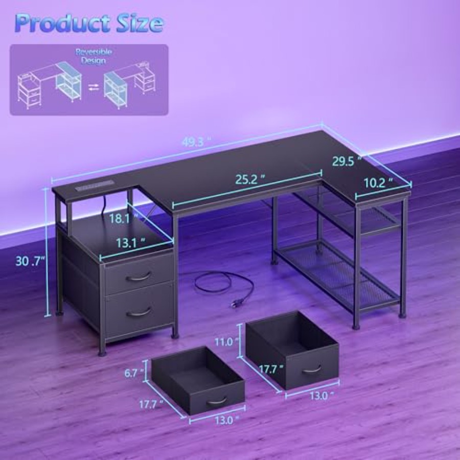 49 Inch L Shaped Gaming Desk w - огляд і ціна Desk Setup Black And Wood