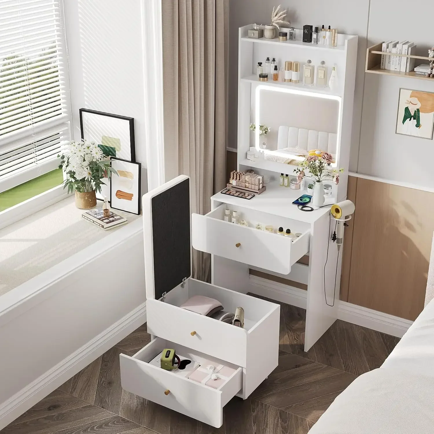 Vabches Make Up Vanity Desk wi - огляд і ціна Desk Vanity Setup