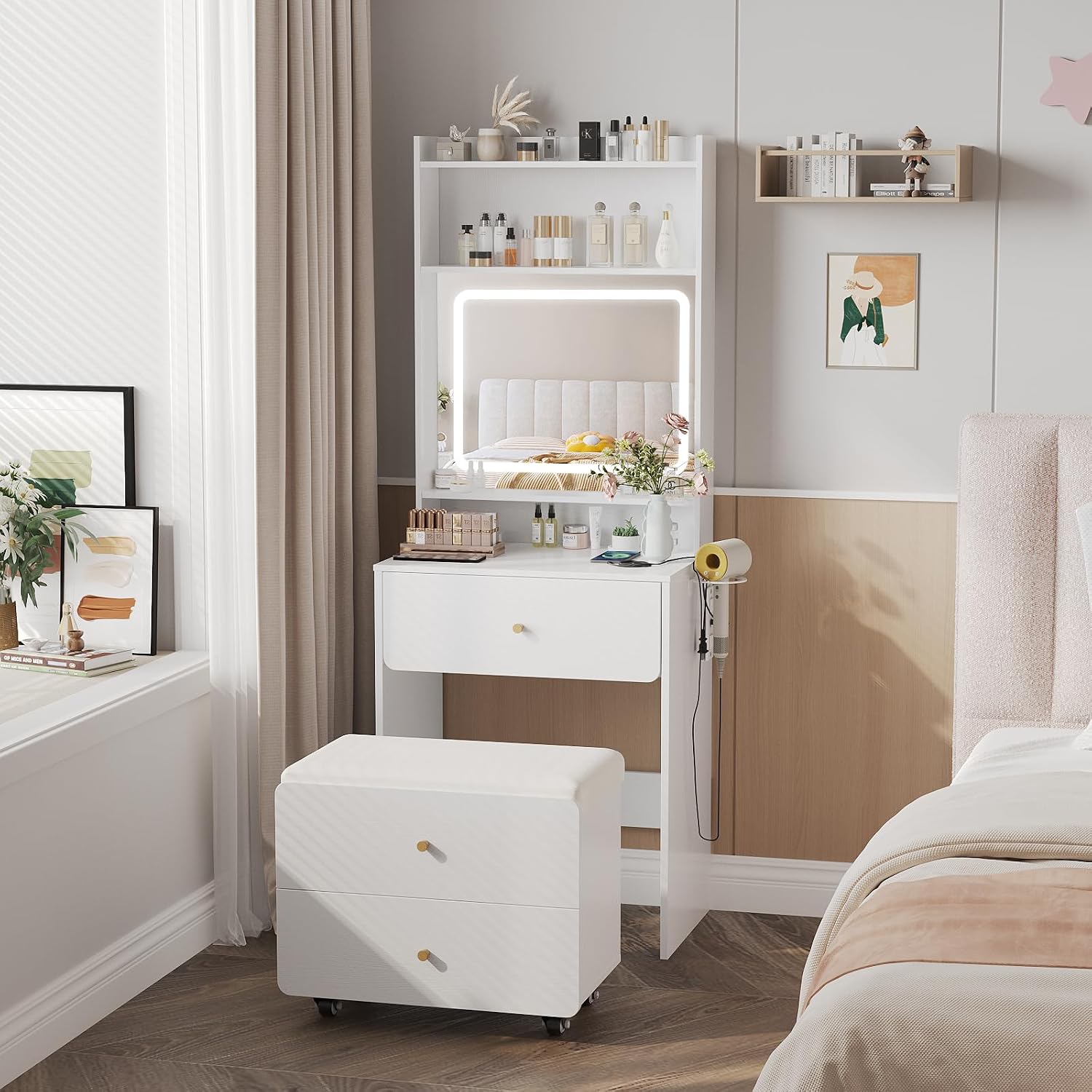 Make Up Vanity Desk with Mirro - огляд і ціна Desk Vanity Setup
