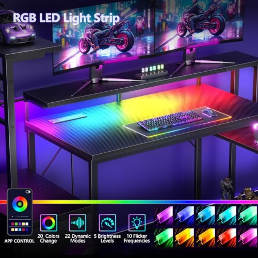 48 Gaming Desk with Power Outl - огляд і ціна Desk Setup Black And Wood
